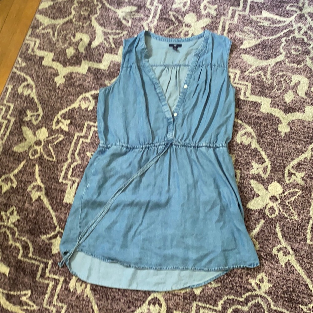 Gap | Sleeveless denim dress with drawstring waist